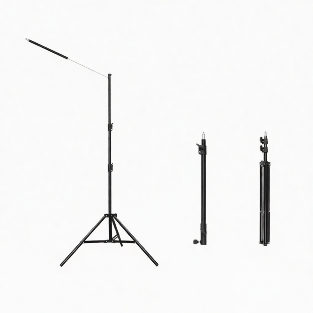 Photography Studio Lighting Set Up - ขาตั้งไฟถ่ายภาพระดับมืออาชีพแบบตั้งพื้นพร้อมแขนยึดแบบแขวนสำหรับโทรศัพท์ อุปกรณ์สตรีมมิ่งวิดีโอในสตูดิโอ