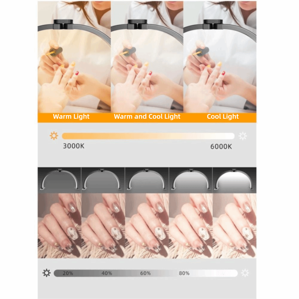 Photography Lighting No Shadows - โคมไฟอบเล็บรูปครึ่งวงกลมปรับความสว่างได้ 10 ระดับ แสงอบเล็บไร้เงา ป้องกันดวงตา แสงสว่างสูงสำหรับถ่ายภาพ