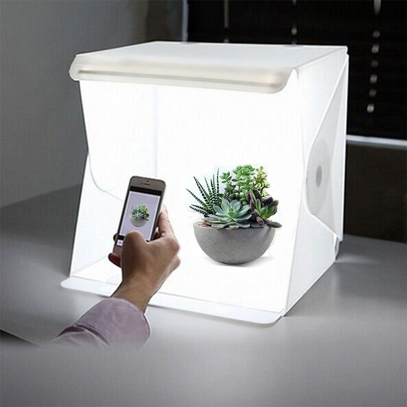 Photography Lighting Background - LED กล่องไฟถ่ายภาพสตูดิโอกล่องโต๊ะถ่ายภาพ Lightbox แบบพกพา Photobox 2พื้นหลัง