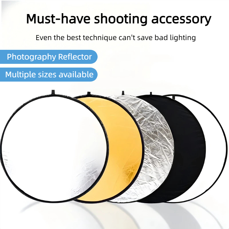 Photography Lighting Portrait - แผ่นสะท้อนแสงแบบพกพา 2-in-1 สองด้าน สีทอง-เงิน สำหรับถ่ายภาพบุคคล ไลฟ์สด