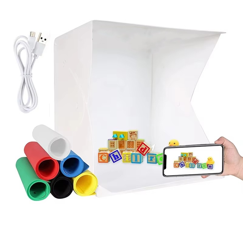 Photography Lighting Background - กล่องไฟพับได้แบบพกพาสำหรับถ่ายภาพ LED พร้อมชุดไฟสตูดิโอ LED Softbox 6