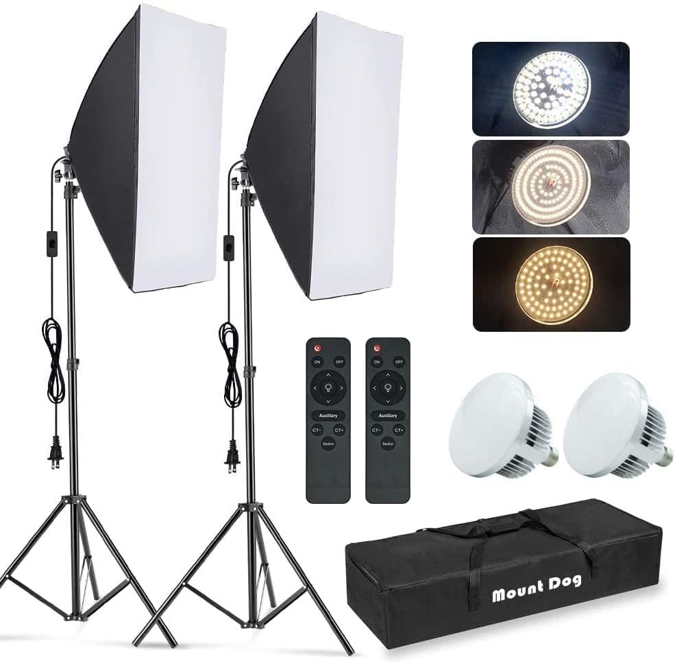 Photography Lighting Portrait - ชุดไฟสตูดิโอซอฟต์บ็อกซ์สำหรับถ่ายภาพ, 2 ชุด ขนาด 19.7