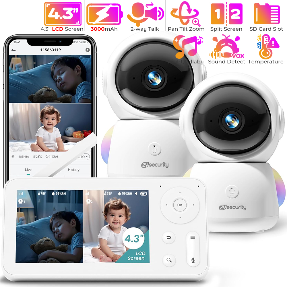 Torjim Rgb Photography Video Lighting - 2K Baby Monitor พร้อม 2 กล้องและเสียง