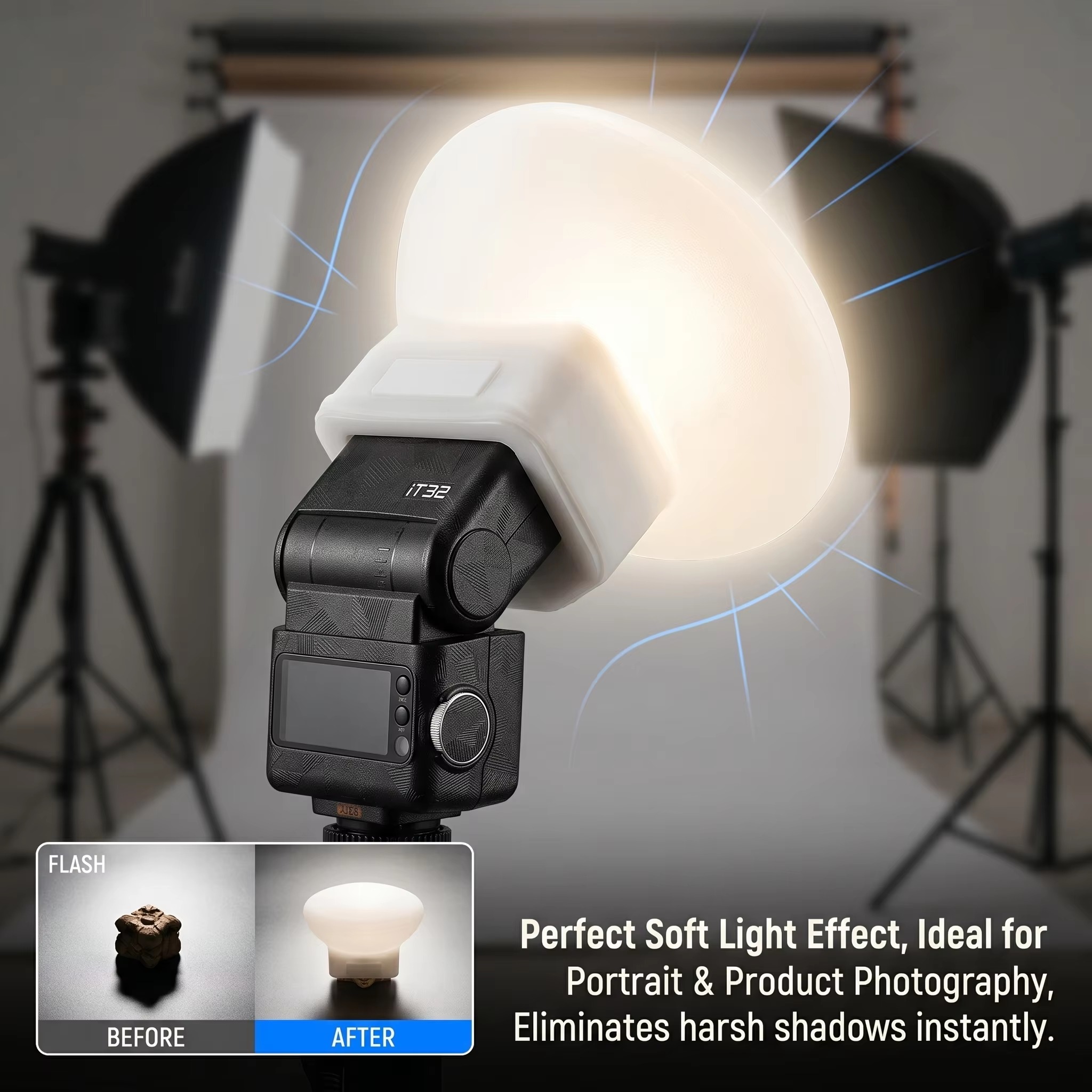 ฝาครอบซิลิโคนสำหรับกระจายแสงแฟ - Photography Lighting No Shadows บทวิจารณ์และราคา