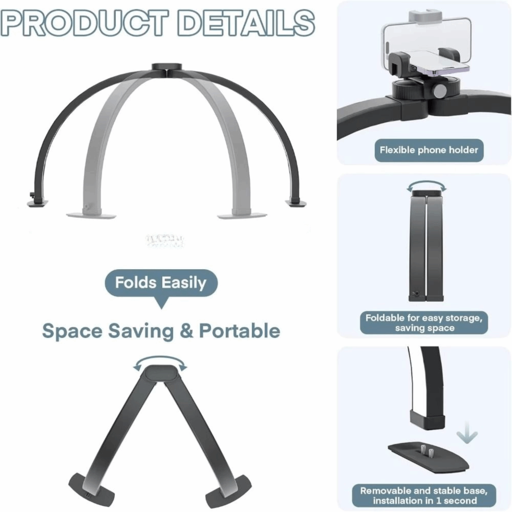 โคมไฟอบเล็บรูปครึ่งวงกลมปรับคว - Photography Lighting No Shadows บทวิจารณ์และราคา