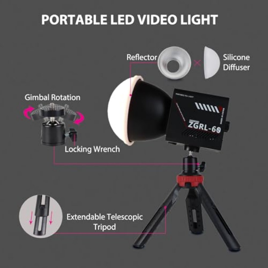 ไฟวิดีโอ LED COB 60W แบบพกพาพร - Photography Lighting Studio บทวิจารณ์และราคา